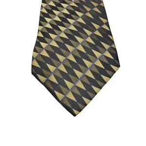 Nubio Tie Mens One Size Gold Black Geometric Woven DuPont Teflon Necktie Classic
